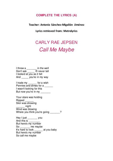 call me maybe lyrics|call me maybe lyrics pdf.